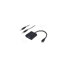 Cablu {{Tip cablu de conectare}}, D-Sub 15pin HD soclu, Jack 3,5mm soclu, micro mufa HDMI, 200mm, {{Culoare izola&#355;ie}}, QOLTEC - 50403
