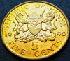 Moneda exotica 5 CENTI - KENYA, anul 1990 *cod 321 B - UNC, Africa