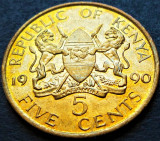 Cumpara ieftin Moneda exotica 5 CENTI - KENYA, anul 1990 *cod 321 B - UNC, Africa