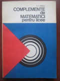 Complemente de matematici pentru licee-D. V. Ionescu