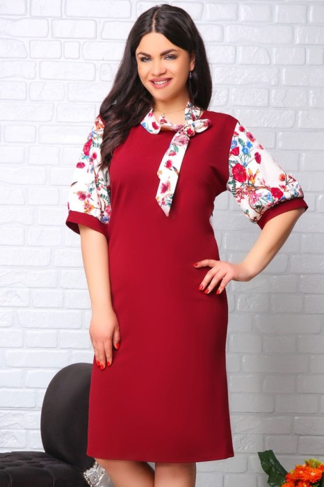 Rochie cu Esarfa Elesabeta Bordo - 58Marimea