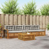 vidaXL Set de canapele de exterior 5 pcs Gri natural și deschis 3372991