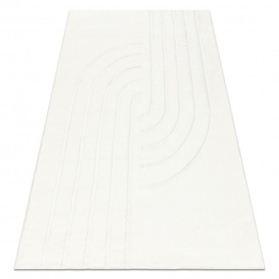 Covor lavabil CURVY alb 11 Curves, structural, reliefat, plus, 200x290 cm foto