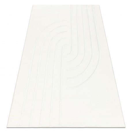 Covor lavabil CURVY alb 11 Curves, structural, reliefat, plus, 200x290 cm