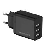 Cumpara ieftin Incarcator de retea GoGEN ACH 301B, 3 x USB, 5V/3.1 A, 15.5 W, negru