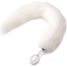 Dop Anal Small cu Coada Lunga Long Tail Plug, Alb, Passion Labs, Mystery