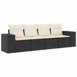 Cumpara ieftin Set mobilier de gradina cu perne, 4 piese, negru, poliratan