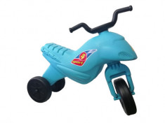 Motocicleta copii cu trei roti fara pedale mic culoarea albastru deschis foto
