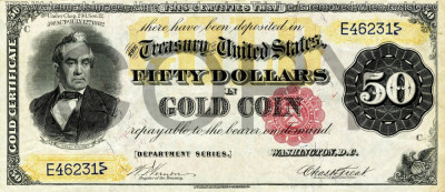 50 dolari 1882 Reproducere Bancnota USD , Dimensiune reala 1:1 foto