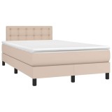 vidaXL Pat cu arcuri, cu saltea și LED cappuccino 120x190 cm piele eco 3270140
