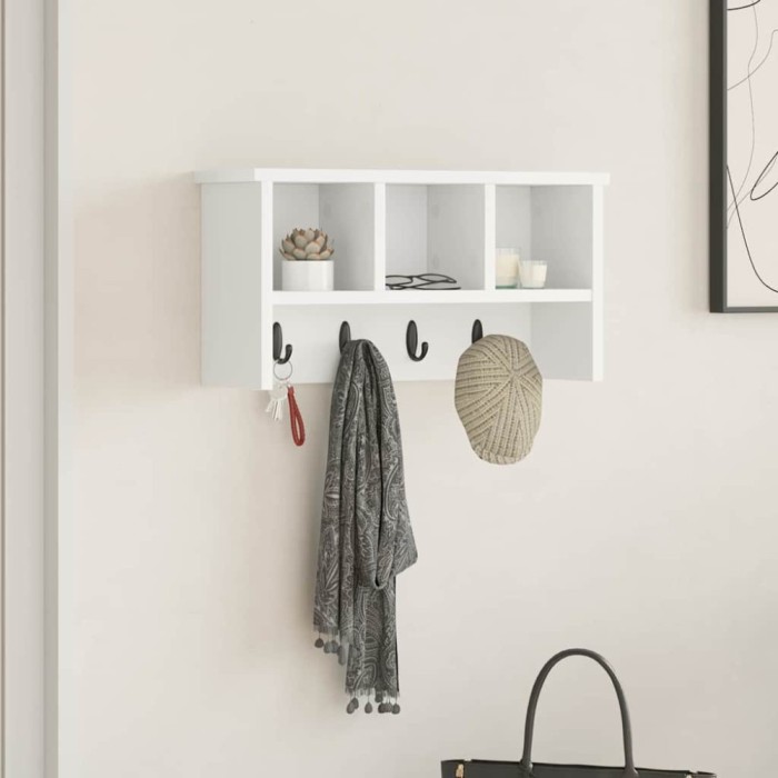 vidaXL Răcător de paltoane montat pe perete Alb 50 x 16 x 26 cm