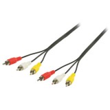 Cablu audio 3x RCA tata - 3x RCA tata 5m negru Valueline