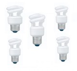 SET 3 becuri fluorescent Panasonic, soclu E27, putere 5W, forma spirala, lumina alb calda, alimentare 220 - 240 V, &quot;EFD5E27HD3E-5&quot; (timbru verde 1.35