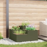 Jardiniera Gradina Gossi 80x80x48cm Otel Oliv Verde Ghiveci Exterior Metalic Terasa Balcon