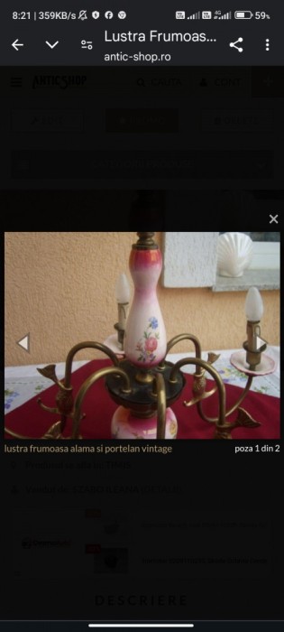 Lustra vintage portelan