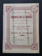 Actiune 1899 Societatea tramvaielor Bucuresti , titlu , actiuni