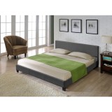 Corium&reg; Pat frantuzesc Berlin2, modern, tapitat, tesatura, fara saltea, 140x200 cm, gri inchis HausGarden Leisure, [Corium]