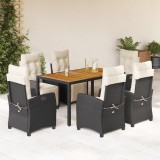 vidaXL Set mobilier de grădină cu perne, 7 piese, negru, poliratan 3212903