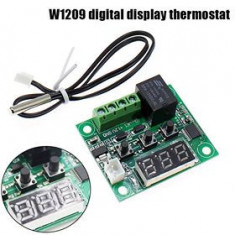 termostat digital universal 12v 50-100 grade w1209 cu sonda si releu de 20A foto