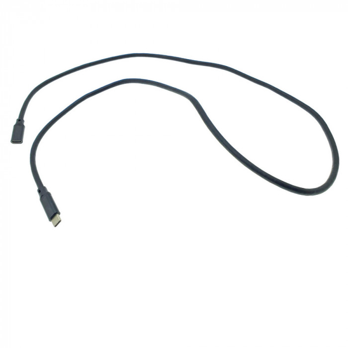 Cablu premium prelungitor USB 3.1 Gen 2 tip C tata la USB tip C mama, 100 cm, Revolution 106, PD, 20V 5A 100W, 10 Gbps, carcasa aluminiu, negru