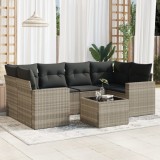 Cumpara ieftin Set canapele de grădină cu perne, 7piese gri deschis poliratan