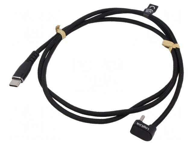 Cablu USB-C la USB-C unghi 1m negru 60W 3A