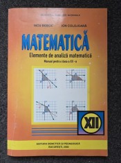 MATEMATICA. ELEMENTE DE ANALIZA MATEMATICA. Manual clasa a XII-a BOBOC (2000)