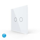 Telecomanda touch dubla Livolo ZigBee EC din sticla securizata, alb
