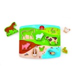 Puzzle din lemn - Animale de la ferma 3D, Hape