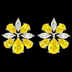 Cercei placati cu Aur 18K si Diamante, Iris Platinum &amp;amp; Yellow foto