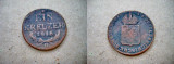 5186-Moneda Veche Austria 1 Kreuzer 1816-O- Bronze, 2.5Cm.