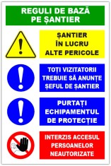 Panou pentru reguli de baza pe santier foto