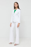 MICHAEL Michael Kors pantaloni femei, culoarea alb, drept, medium waist