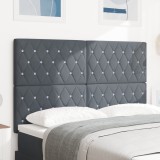 vidaXL Tăblie LED cu lumini cu bandă LED Argyle cu headboard Gri &icirc;nchis 80 cm Catifea