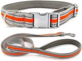 Set de guler reglabil si lesa cu dungi reflectorizante Mcdobexy, neopren/nailon/metal, gri/portocaliu, L