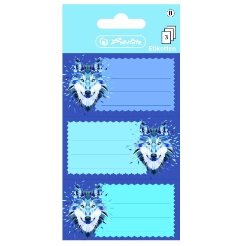 ETICHETE SCOLARE WILD ANIMALS WOLF SET 3X3 COLI