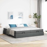 VidaXL Cadru de pat cu depozitare Gri &icirc;nchis 200 x 200 cm țesătură 3399516