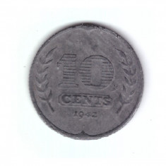 Moneda Olanda 10 cents/centi 1942, ocupatia germana, stare buna, curata