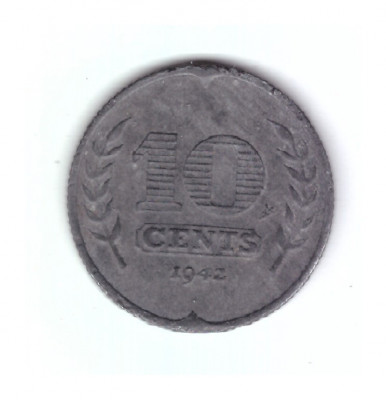 Moneda Olanda 10 cents/centi 1942, ocupatia germana, stare buna, curata foto