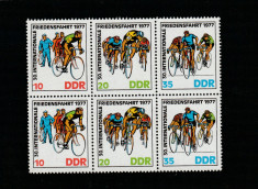 Germania DDR 1977-Sport,Ciclism,Cursa Pacii,2 serii streif,in bloc,MNH.Mi.WZd346 foto