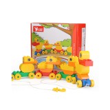 Set blocuri de constructie din 28 de piese pentru copii, model trenulet cu Duck Family