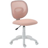 HOMCOM Scaun de Birou Ergonomic Rotativ din Material Tip Plasă Respirabil Fără Brațe, &Icirc;nălțime Reglabilă, Roz | Aosom Romania