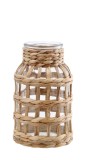 Cumpara ieftin Vaza flori sticla fibre naturale natur 15,5 x 25 cm