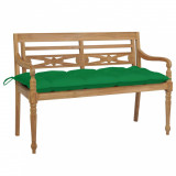 Cumpara ieftin Bancă Batavia cu pernă verde, 120 cm lemn masiv tec