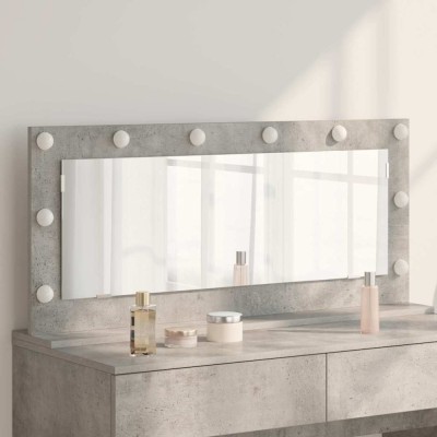 Oglindă de toaletă cu lumini LED Gri Ciment 100x45x18 cm foto