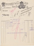 Factura Grand magasin de meuble S. Emanuel Bucuresti Furnizor Curtea Regala 1922