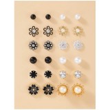 Cumpara ieftin Set 12 Perechi, Cercei cu Perle Artificiale și Cristale - 803811