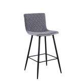 Cumpara ieftin Scaun bar tapiterie textil gri picioare metal negru Torana 43.5x52x106 cm