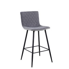 Scaun bar tapiterie textil gri picioare metal negru Torana 43.5x52x106 cm