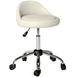 HOMCOM Taburet de lucru rotativ cu role, reglabil pe &icirc;nălțime, 50 cm x 50 cm x 83 cm, Alb | Aosom Romania